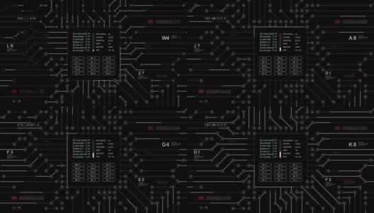 技术连接HUD出现动画。png Alpha。技术主板电路HUD与编程文本和信息图形元素出现动画。抽象的技术背景。2型高清在线视频素材下载