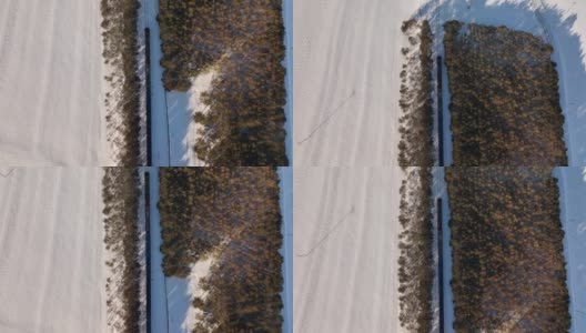 土耳其卡尔斯无人机拍摄的“东方快车”冬季无人机视频高清在线视频素材下载