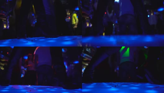 在夜总会舞台上穿着皮鞋表演的女性摇摆舞者的腿高清在线视频素材下载