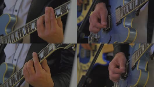 弹吉他的男人，特写镜头高清在线视频素材下载