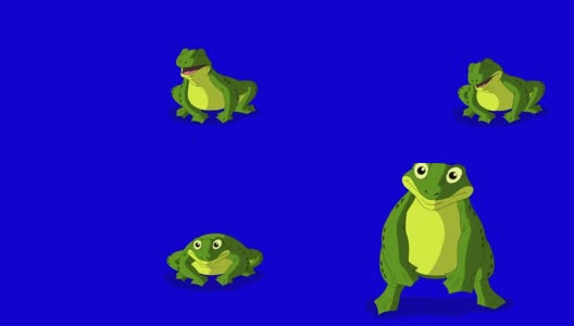 青蛙呱呱和跳跃孤立在蓝屏上高清在线视频素材下载