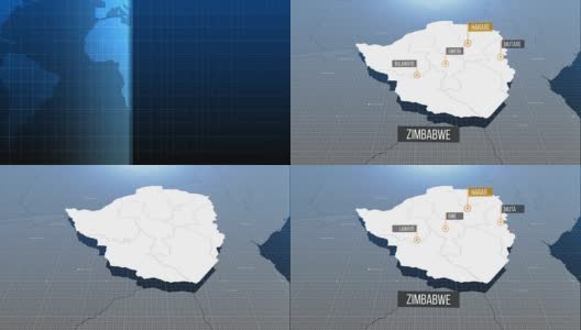 津巴布韦地图高清在线视频素材下载
