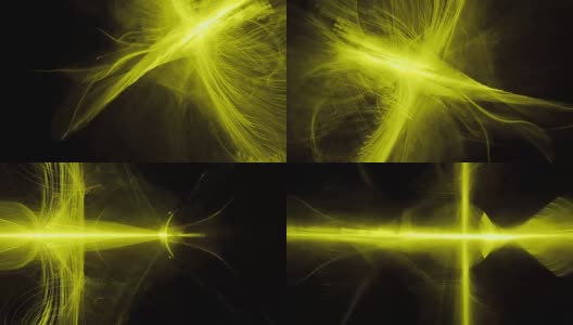 抽象图案在深色背景与黄色线曲线粒子高清在线视频素材下载