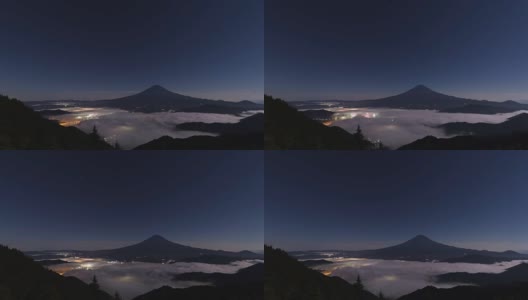 富士山夜景(云海)高清在线视频素材下载