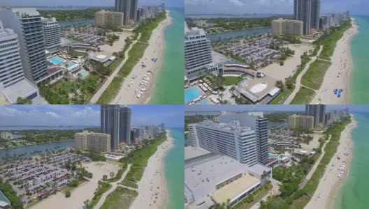 迈阿密海滩佛罗里达航拍画面高清在线视频素材下载