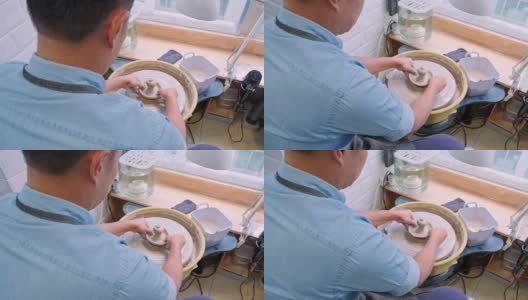 工匠在车间制作陶罐高清在线视频素材下载