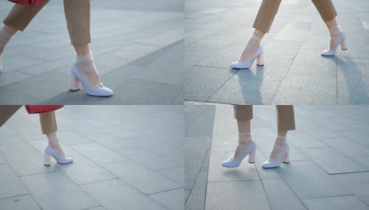 双腿行走城市自信时尚高跟鞋高清在线视频素材下载