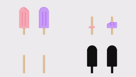 冰淇淋动画，冰淇淋，夏季概念阿尔法matte。高清在线视频素材下载