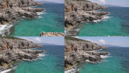 黑山的卢斯蒂卡半岛的岩石海岸高清在线视频素材下载