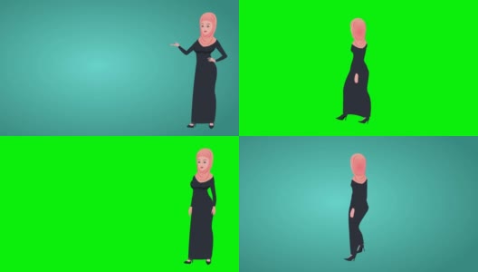 阿拉伯女孩步行循环和解释动画高清在线视频素材下载