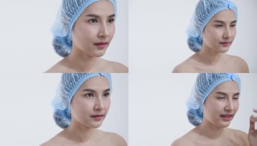 微笑的东亚民族女性皮肤护理高清在线视频素材下载