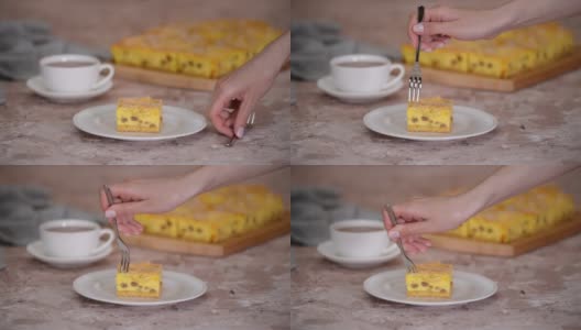 波兰奶酪蛋糕分层格子图案，克拉科夫风格。高清在线视频素材下载