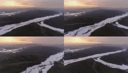 黄河的一条巨大的支流结冰了高清在线视频素材下载