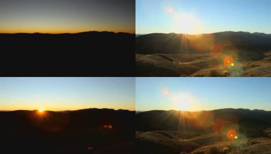 沙漠山丘上的日出时间流逝高清在线视频素材下载