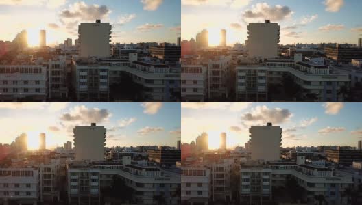 迈阿密南海滩空中日落高清在线视频素材下载