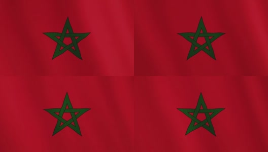 摩洛哥国旗飘扬的动画。全屏。国家的象征高清在线视频素材下载