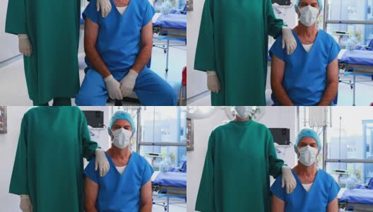 外科医生戴着外科口罩在手术室的肖像高清在线视频素材下载