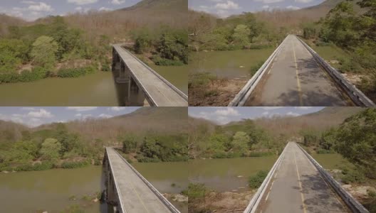 航拍飞过泰国南省南河上的一座桥高清在线视频素材下载