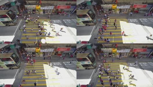 孟角位于油尖孟区，位于香港九龙半岛西部，是旺角地区繁忙人行横道的4K镜头高清在线视频素材下载