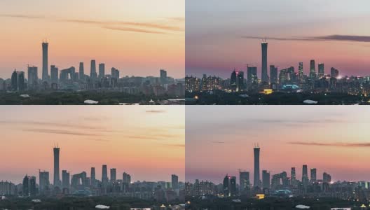 T/L PAN Elevated View of Beijing Skyline, from Day to Night / Beijing, China高清在线视频素材下载