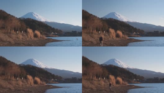 时光流逝在川口湖的富士山高清在线视频素材下载