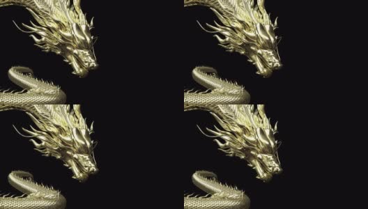 3D动画黄金中国龙移动慢目标在地板上3D渲染动画包括alpha路径。高清在线视频素材下载