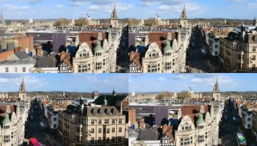 4k英国牛津城俯视图，英国时间流逝高清在线视频素材下载