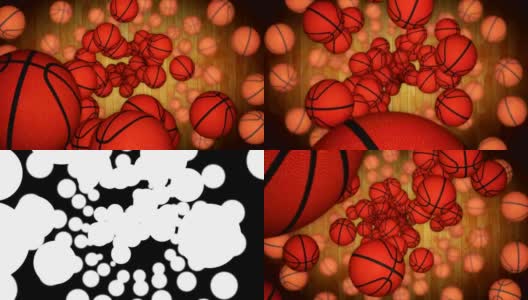 下落篮球动画背景，渲染，阿尔法通道，循环高清在线视频素材下载