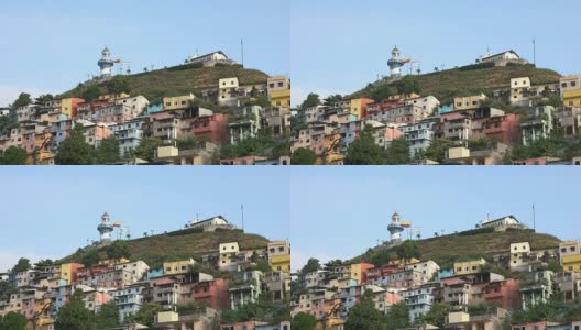 厄瓜多尔瓜基尔色彩斑斓的圣塔那和灯塔高清在线视频素材下载