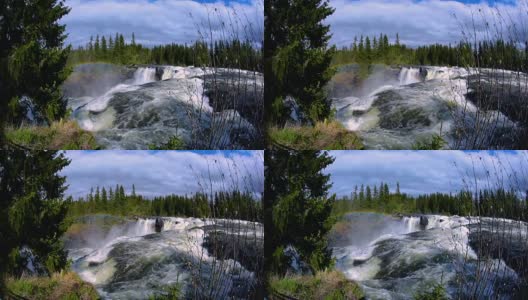 Jamtland西部的Ristafallet瀑布被列为瑞典最美丽的瀑布之一。高清在线视频素材下载