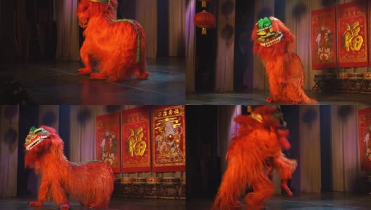 红狮舞在中国新年的节日高清在线视频素材下载