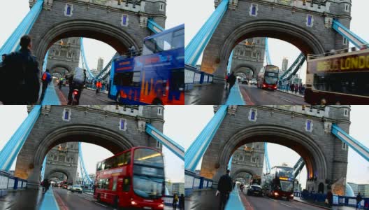 伦敦，塔桥上的交通高清在线视频素材下载