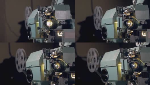 旧的机械电影放映机工作高清在线视频素材下载
