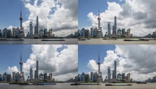 4K时间推移的全景天际线上海中国高清在线视频素材下载