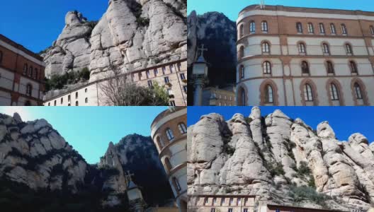 西班牙巴塞罗那-蒙特塞拉特岩层高清在线视频素材下载