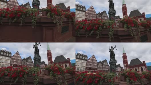 德国法兰克福的罗默堡镇广场。高清在线视频素材下载