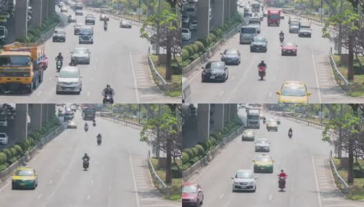 4 k决议延时。曼谷早上高峰时段交通堵塞，以城市景观概念的交通。高清在线视频素材下载