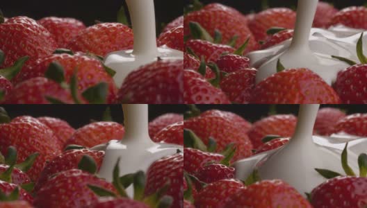 酸奶浇草莓高清在线视频素材下载