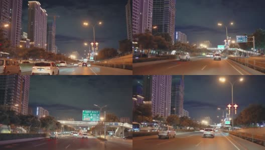 夜间行驶在城市道路上高清在线视频素材下载
