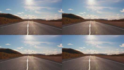 阳光下荒漠公路上的景色。Shot om BMPCC 6K Sigma 18-35 1.8 art高清在线视频素材下载