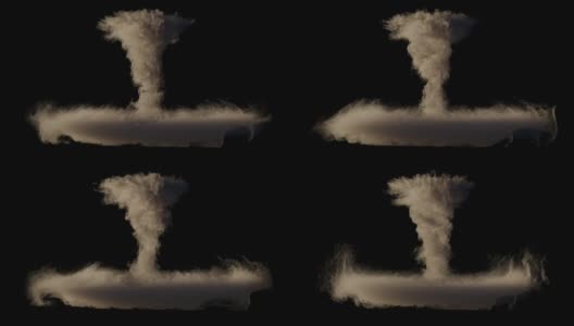 龙卷风场景3D，龙卷风隔离在黑色背景与阿尔法哑光，龙卷风，旋风高清在线视频素材下载