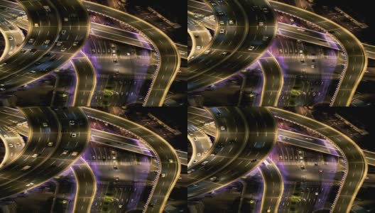 夜间城市交通的无人机视角高清在线视频素材下载