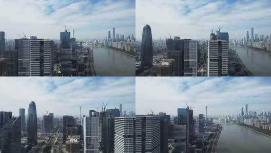 俯瞰广州琶洲的摩天大楼高清在线视频素材下载
