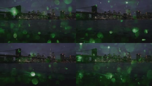 纽约市用绿雪闪耀新年快乐高清在线视频素材下载