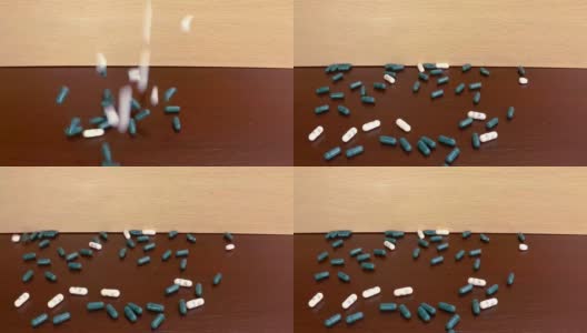 药片和药物掉在桌子上高清在线视频素材下载