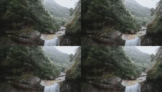 中国黄山翡翠谷的慢镜头瀑布高清在线视频素材下载