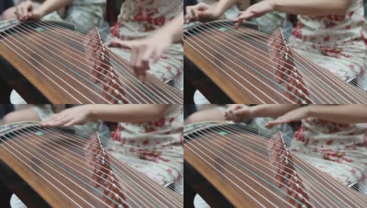 演奏民族乐器古筝高清在线视频素材下载