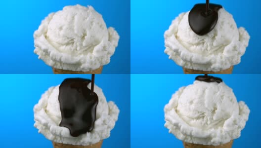 巧克力酱冰淇淋，慢镜头高清在线视频素材下载