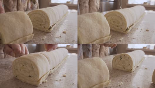 自制的奶酪卷。白干酪面包高清在线视频素材下载