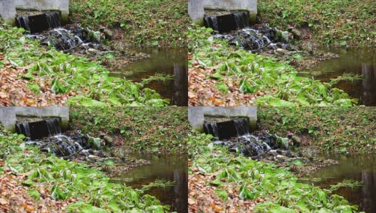 水顺着小溪的斜坡往下流高清在线视频素材下载